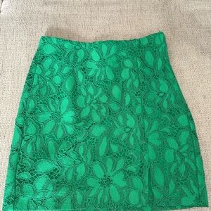 H&M Vibrant Green Floral Lace Pencil Skirt